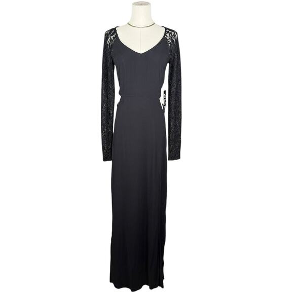 Express Black Lace Sleeve Maxi Dress Cutout Back Formal Gown NWT | XS/S - Picture 2 of 12